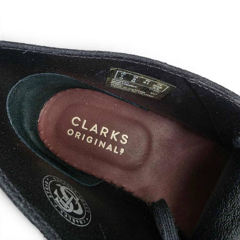 Clarks Originals Desert Coal Boot Black Suede Chukka Mens 8 Classic Crepe Casual